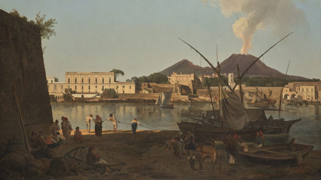 Joseph Rebell, Il porto del Granatello vicino a Portici con il Vesuvio sullo sfondo, 1819 olio su tela, 98 x 137 cm Vienna, Belvedere. © Wien, Belvedere