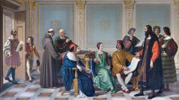Immgine dell'opera " Giuseppe Diotti La corte di Ludovico il Moro 1823 Olio su tela, 272 x 392 cm Lodi, Museo Civico © Mauro Ranzani"