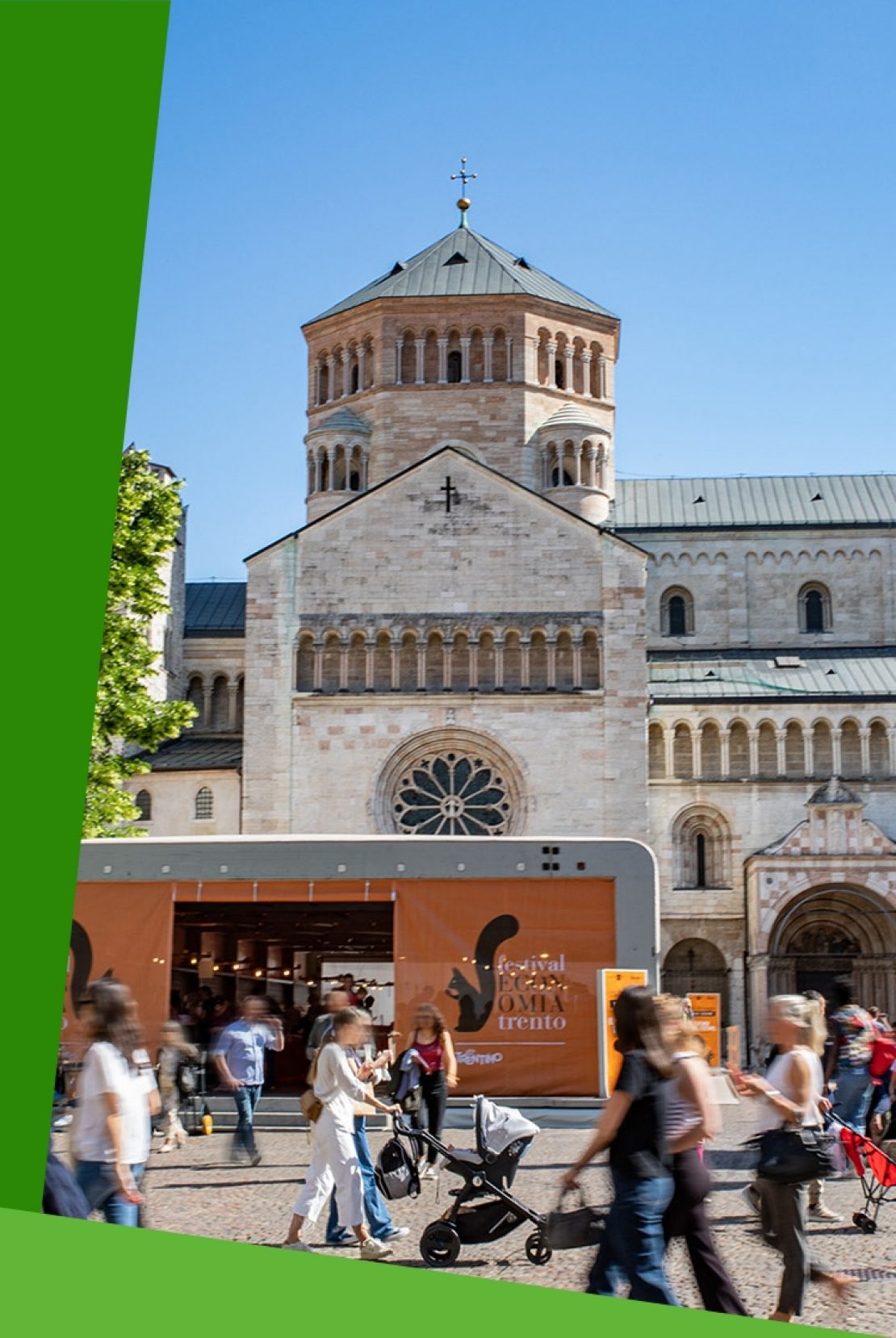 Immagine della città di Trento con riferimenti al Festival dell'economia