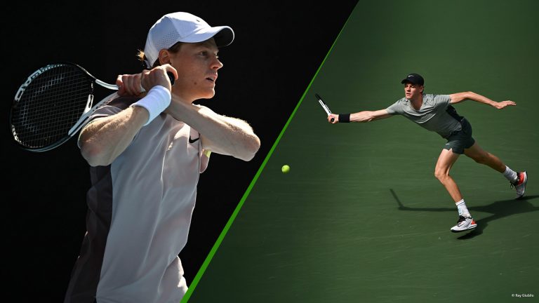 Jannik Sinner sul campo da tennis