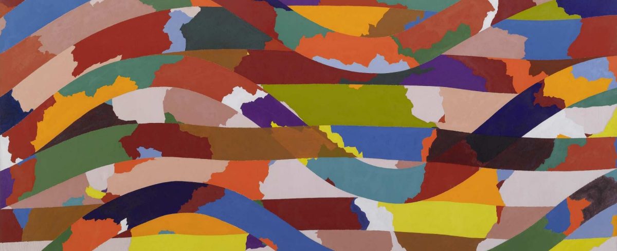 The image for the news on the permanent exhibitions at the Gallerie d'Italia in Milan portrays a painting by Piero Dorazio entitled Serpente which is composed of colored curved lines that form a wave pattern that resembles a snake. The painting belongs to the Intesa Sanpaolo Collection